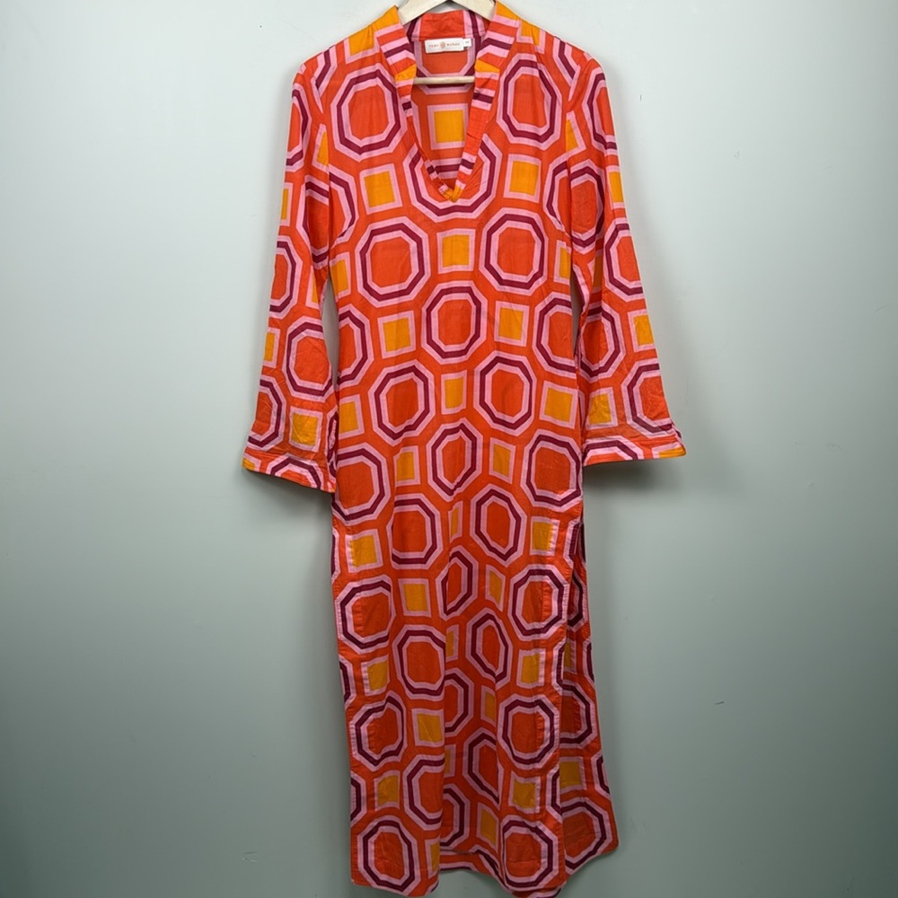 TORY BURCH V NECK colourful long sleeve swim cover lightweight EUC - Picture 2 of 9